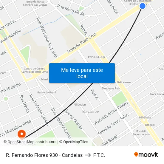 R. Fernando Flores 930 - Candeias to F.T.C. map
