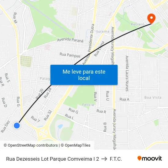 Rua Dezesseis Lot Parque Comveima I 2 to F.T.C. map