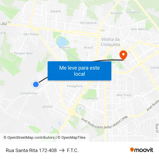 Rua Santa Rita 172-408 to F.T.C. map