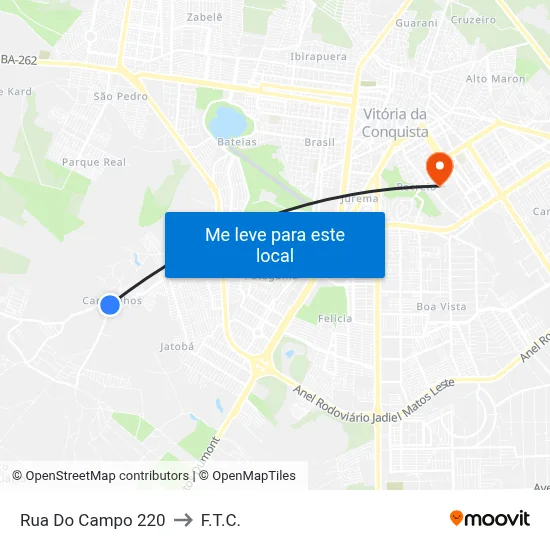 Rua Do Campo 220 to F.T.C. map
