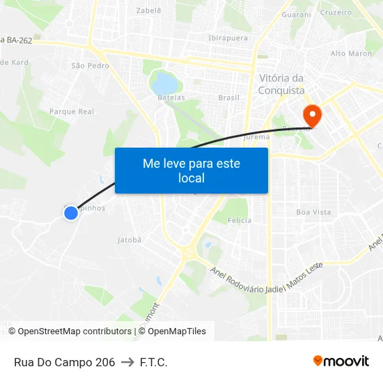 Rua Do Campo 206 to F.T.C. map