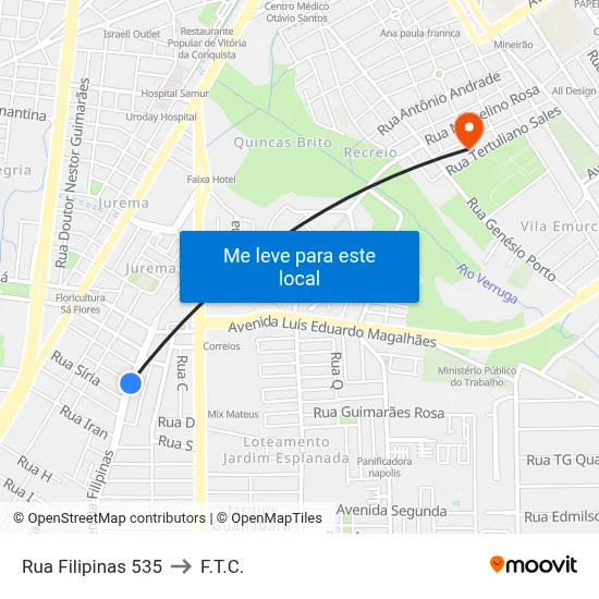 Rua Filipinas 535 to F.T.C. map