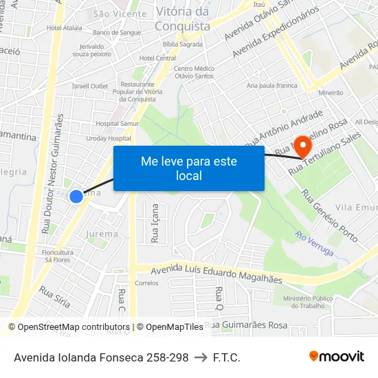 Avenida Iolanda Fonseca 258-298 to F.T.C. map