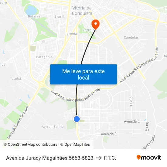Avenida Juracy Magalhães 5663-5823 to F.T.C. map