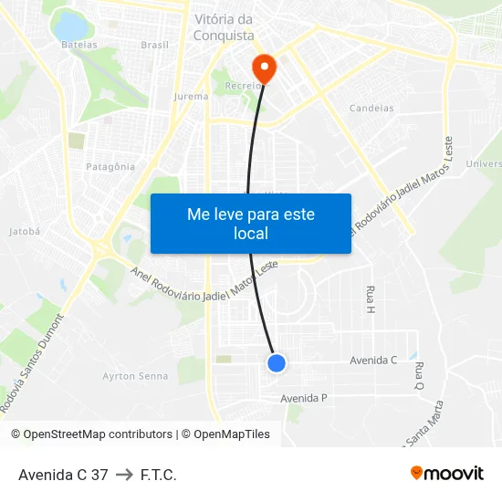Avenida C 37 to F.T.C. map
