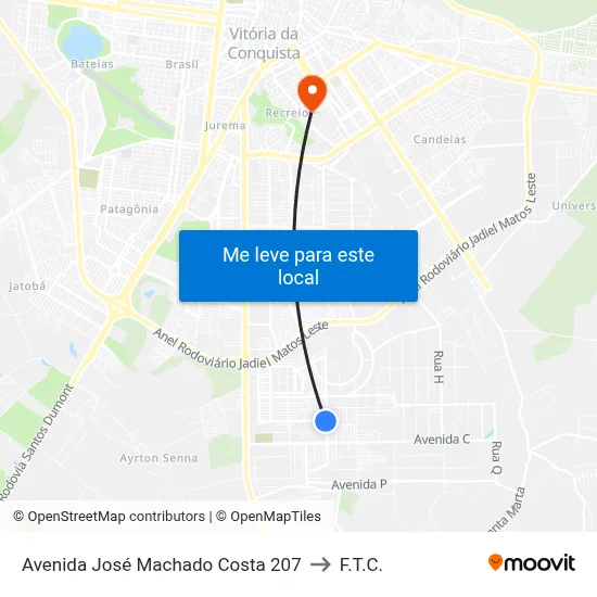Avenida José Machado Costa 207 to F.T.C. map