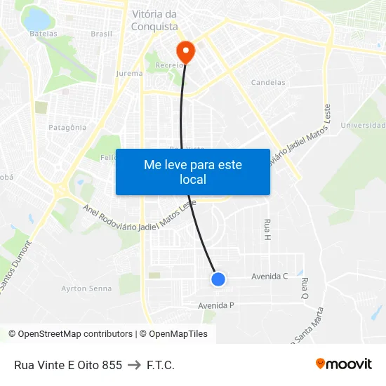 Rua Vinte E Oito 855 to F.T.C. map
