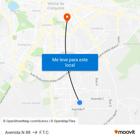 Avenida N 88 to F.T.C. map