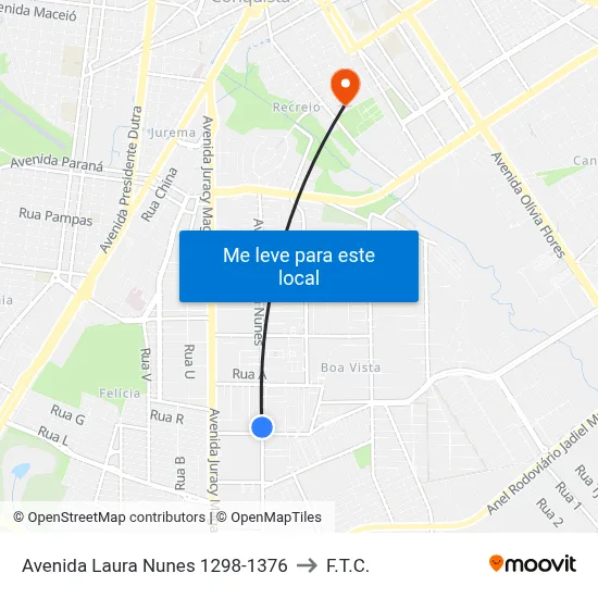 Avenida Laura Nunes 1298-1376 to F.T.C. map