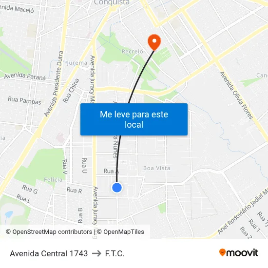 Avenida Central 1743 to F.T.C. map