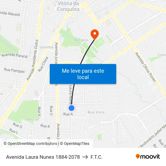 Avenida Laura Nunes 1884-2078 to F.T.C. map