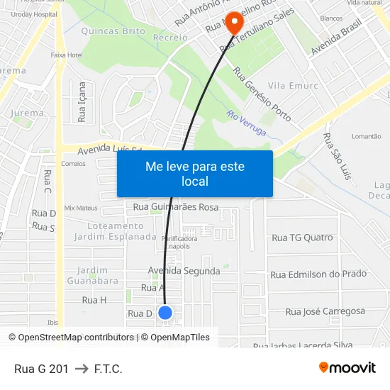 Rua G 201 to F.T.C. map