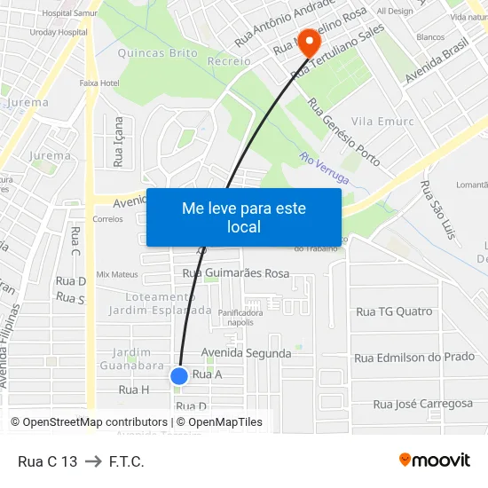 Rua C 13 to F.T.C. map