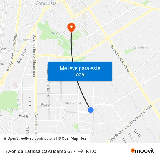 Avenida Larissa Cavalcante 677 to F.T.C. map