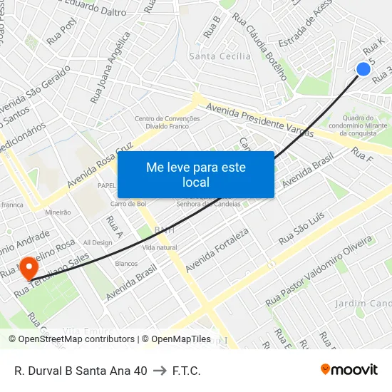 R. Durval B Santa Ana 40 to F.T.C. map