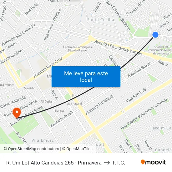 R. Um Lot Alto Candeias 265 - Primavera to F.T.C. map