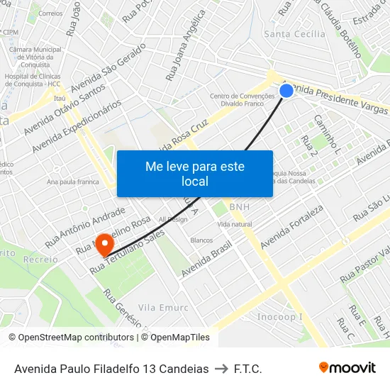 Avenida Paulo Filadelfo 13 Candeias to F.T.C. map