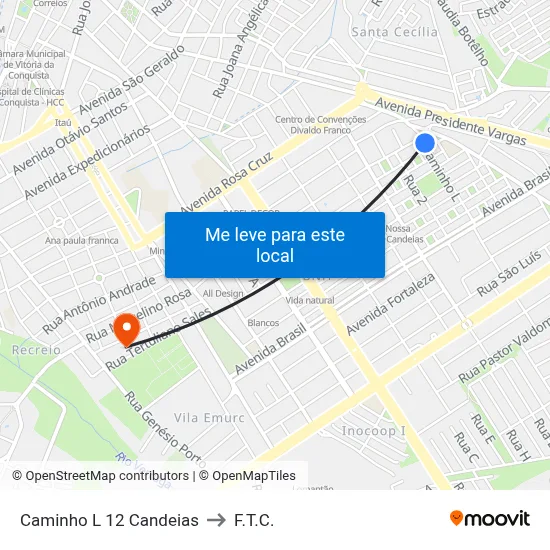 Caminho L 12 Candeias to F.T.C. map