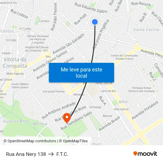 Rua Ana Nery 138 to F.T.C. map
