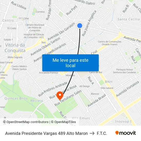 Avenida Presidente Vargas 489 Alto Maron to F.T.C. map