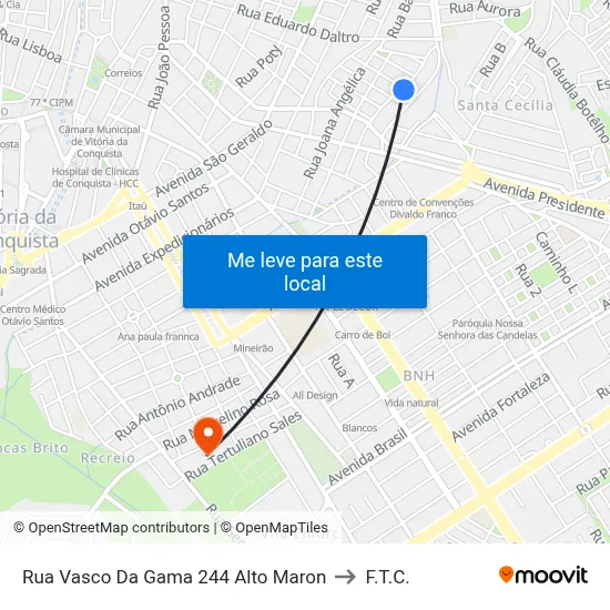 Rua Vasco Da Gama 244 Alto Maron to F.T.C. map