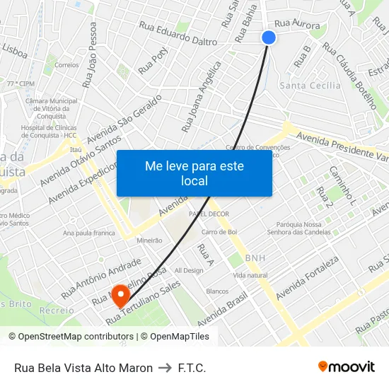 Rua Bela Vista Alto Maron to F.T.C. map