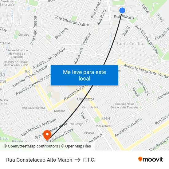 Rua Constelacao Alto Maron to F.T.C. map