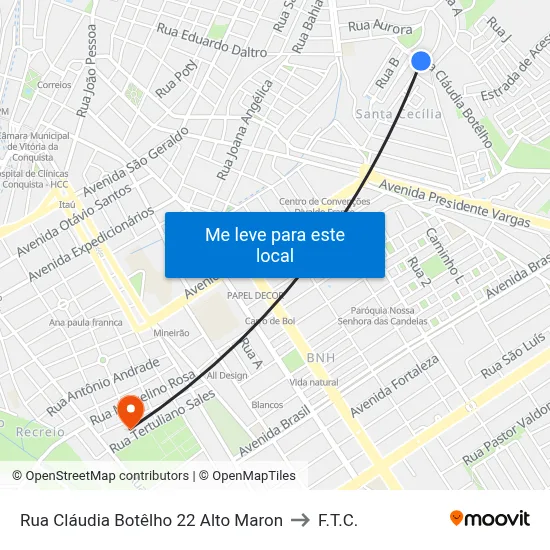 Rua Cláudia Botêlho 22 Alto Maron to F.T.C. map
