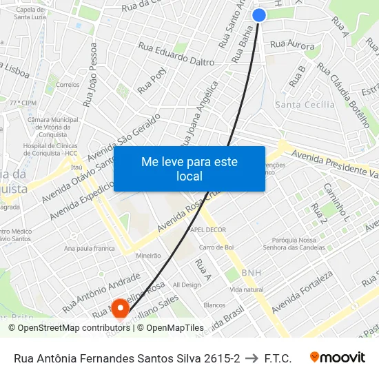 Rua Antônia Fernandes Santos Silva 2615-2 to F.T.C. map