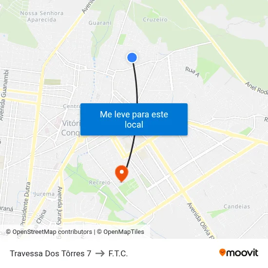 Travessa Dos Tôrres 7 to F.T.C. map