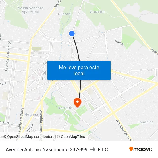 Avenida Antônio Nascimento 237-399 to F.T.C. map