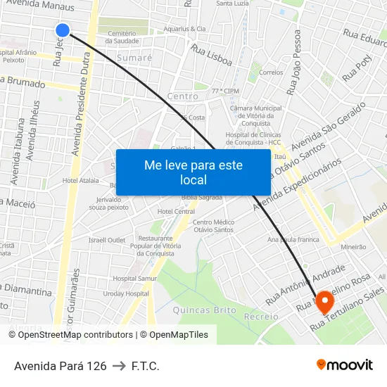 Avenida Pará 126 to F.T.C. map
