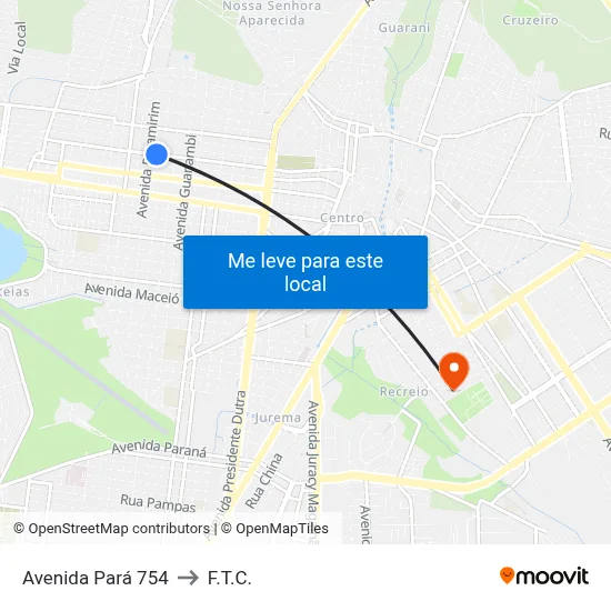Avenida Pará 754 to F.T.C. map