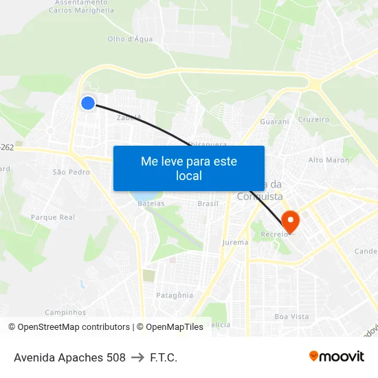 Avenida Apaches 508 to F.T.C. map