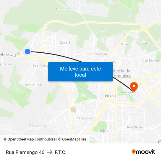 Rua Flamengo 46 to F.T.C. map