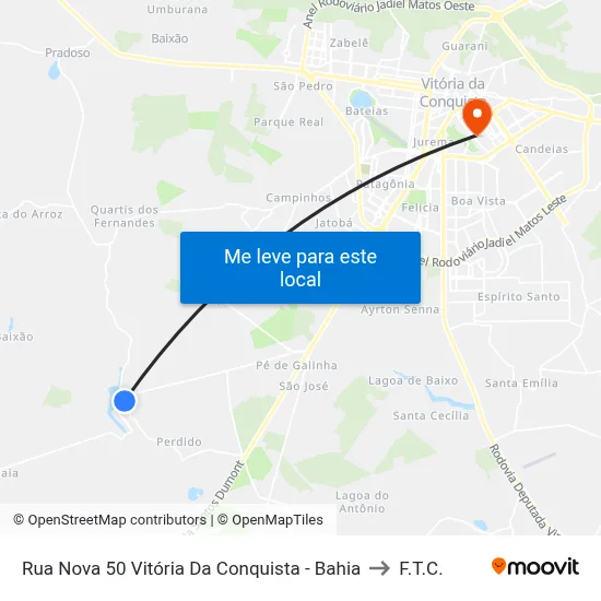 Rua Nova 50 Vitória Da Conquista - Bahia to F.T.C. map
