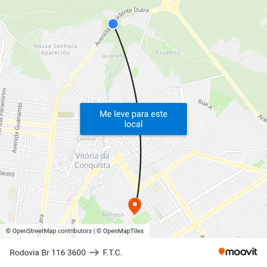 Rodovia Br 116 3600 to F.T.C. map