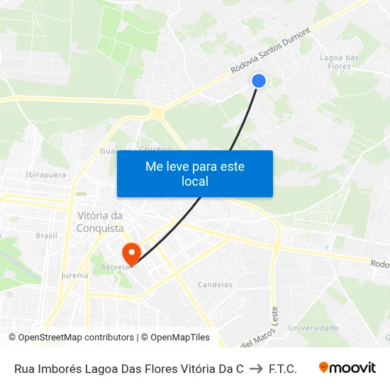 Rua Imborés Lagoa Das Flores Vitória Da C to F.T.C. map