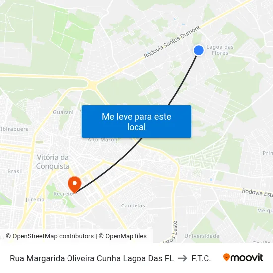 Rua Margarida Oliveira Cunha Lagoa Das FL to F.T.C. map