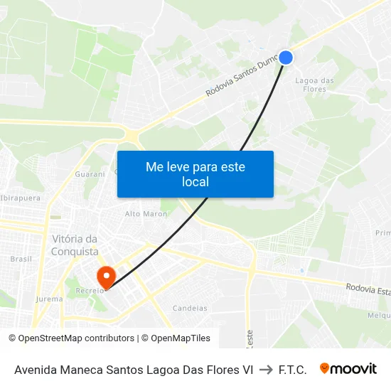 Avenida Maneca Santos Lagoa Das Flores VI to F.T.C. map
