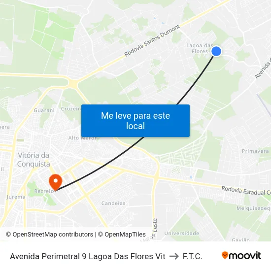 Avenida Perimetral 9 Lagoa Das Flores Vit to F.T.C. map