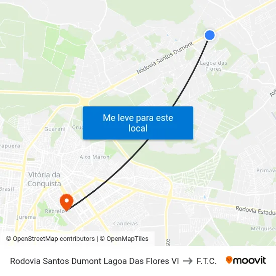 Rodovia Santos Dumont Lagoa Das Flores VI to F.T.C. map