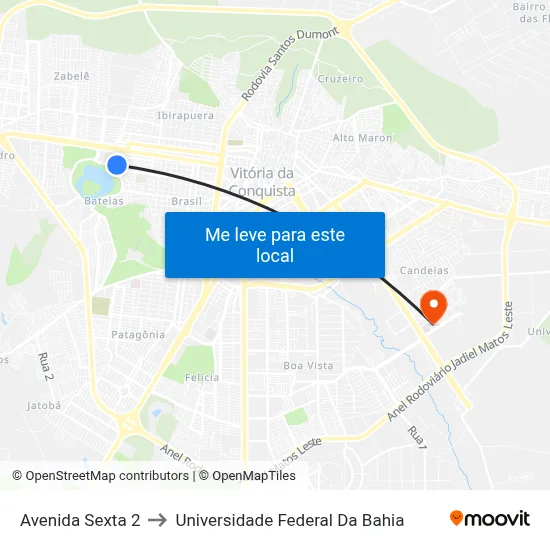 Avenida Sexta 2 to Universidade Federal Da Bahia map