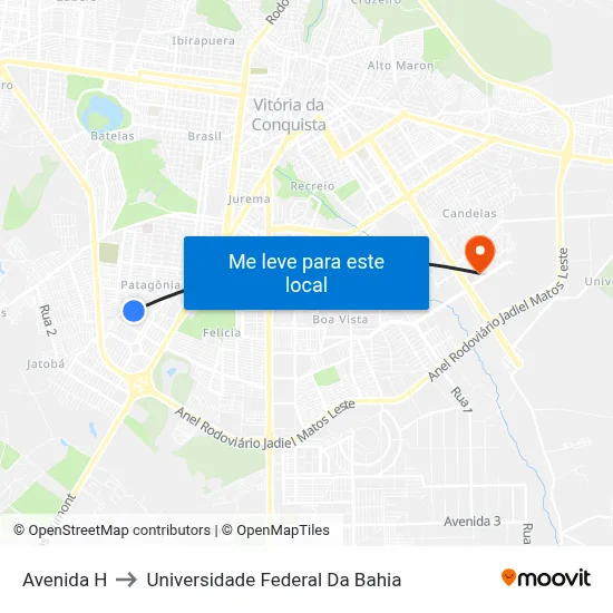 Avenida H to Universidade Federal Da Bahia map