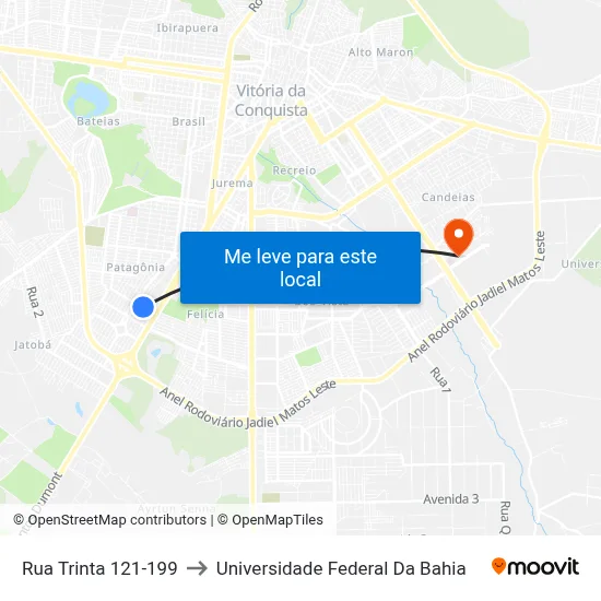Rua Trinta 121-199 to Universidade Federal Da Bahia map