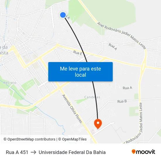 Rua A 451 to Universidade Federal Da Bahia map
