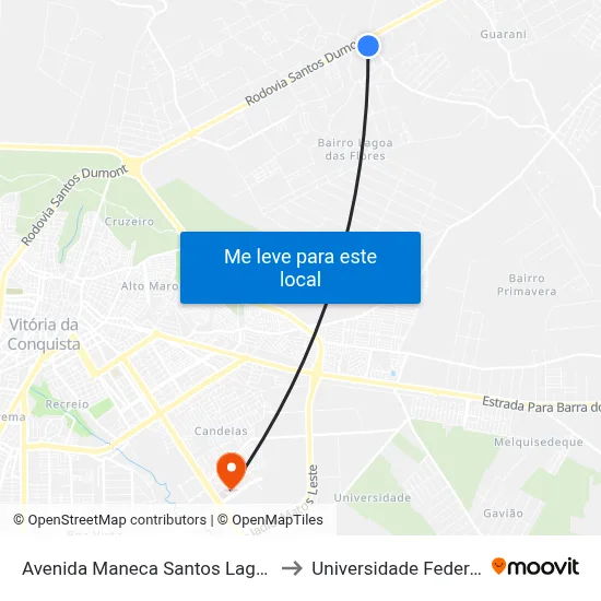 Avenida Maneca Santos Lagoa Das Flores VI to Universidade Federal Da Bahia map