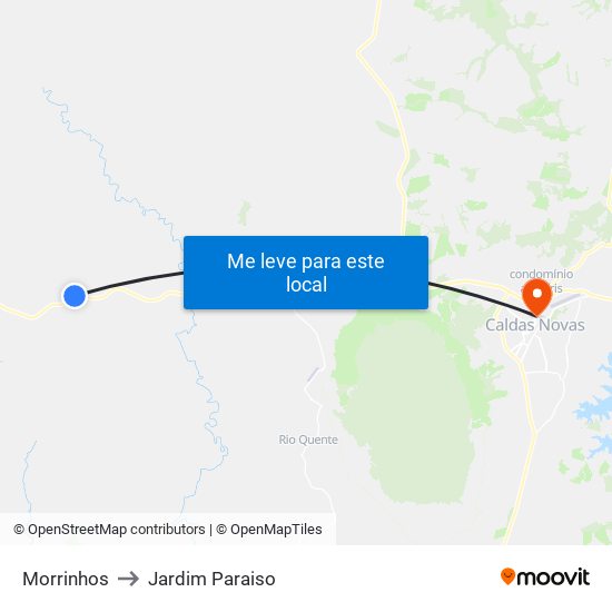 Morrinhos to Jardim Paraiso map