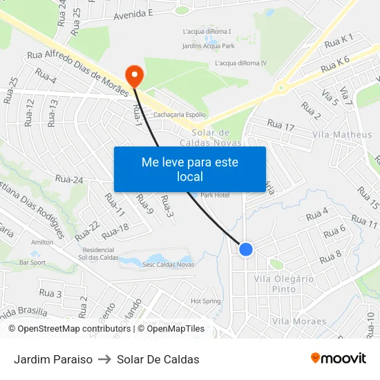 Jardim Paraiso to Solar De Caldas map