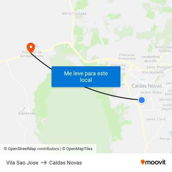 Vila Sao Jose to Caldas Novas map